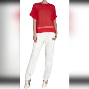 BCBGMAXAZRIA Mireya 100% silk top blouse red berry L